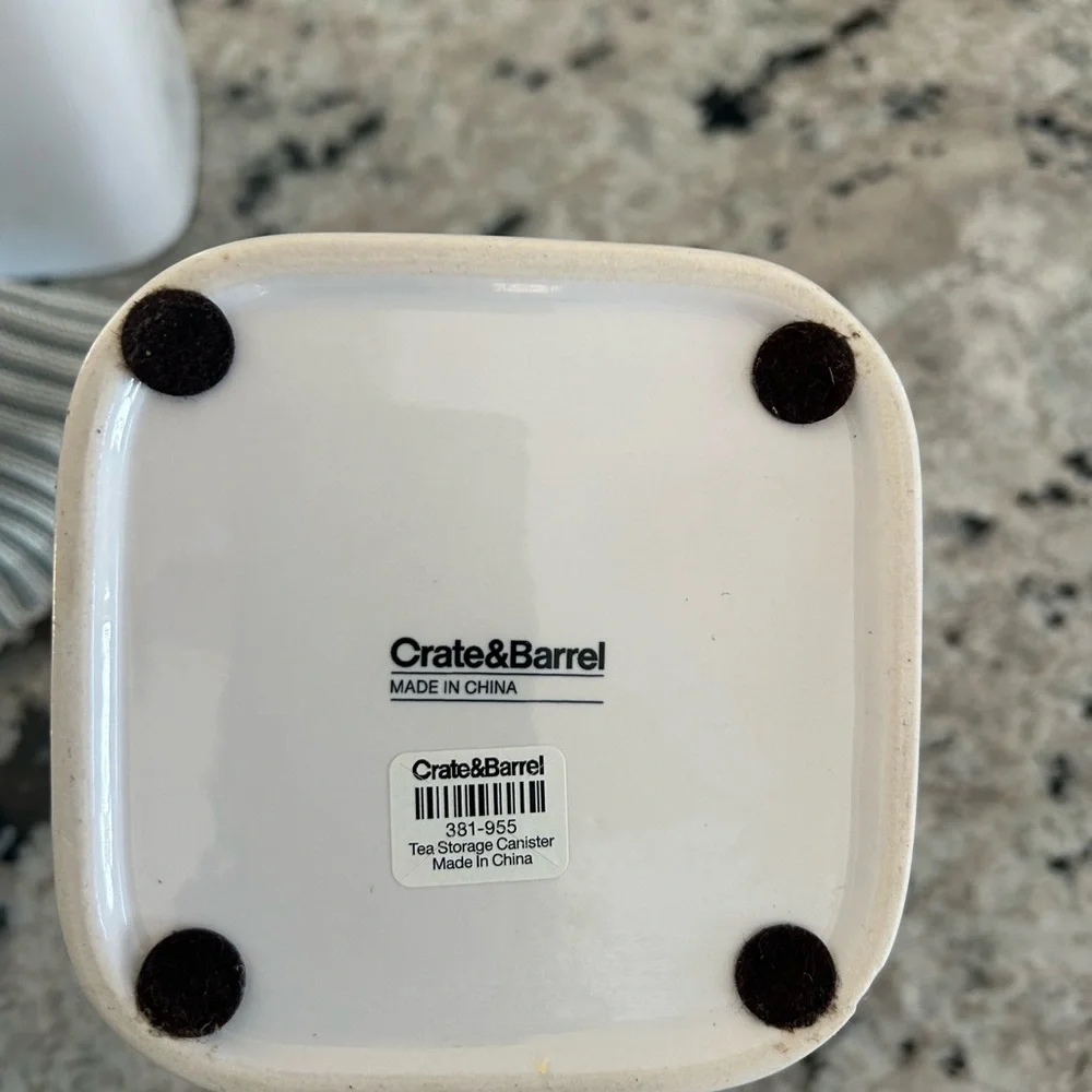 Crate&Barrel White Coffee and Tea Canisters